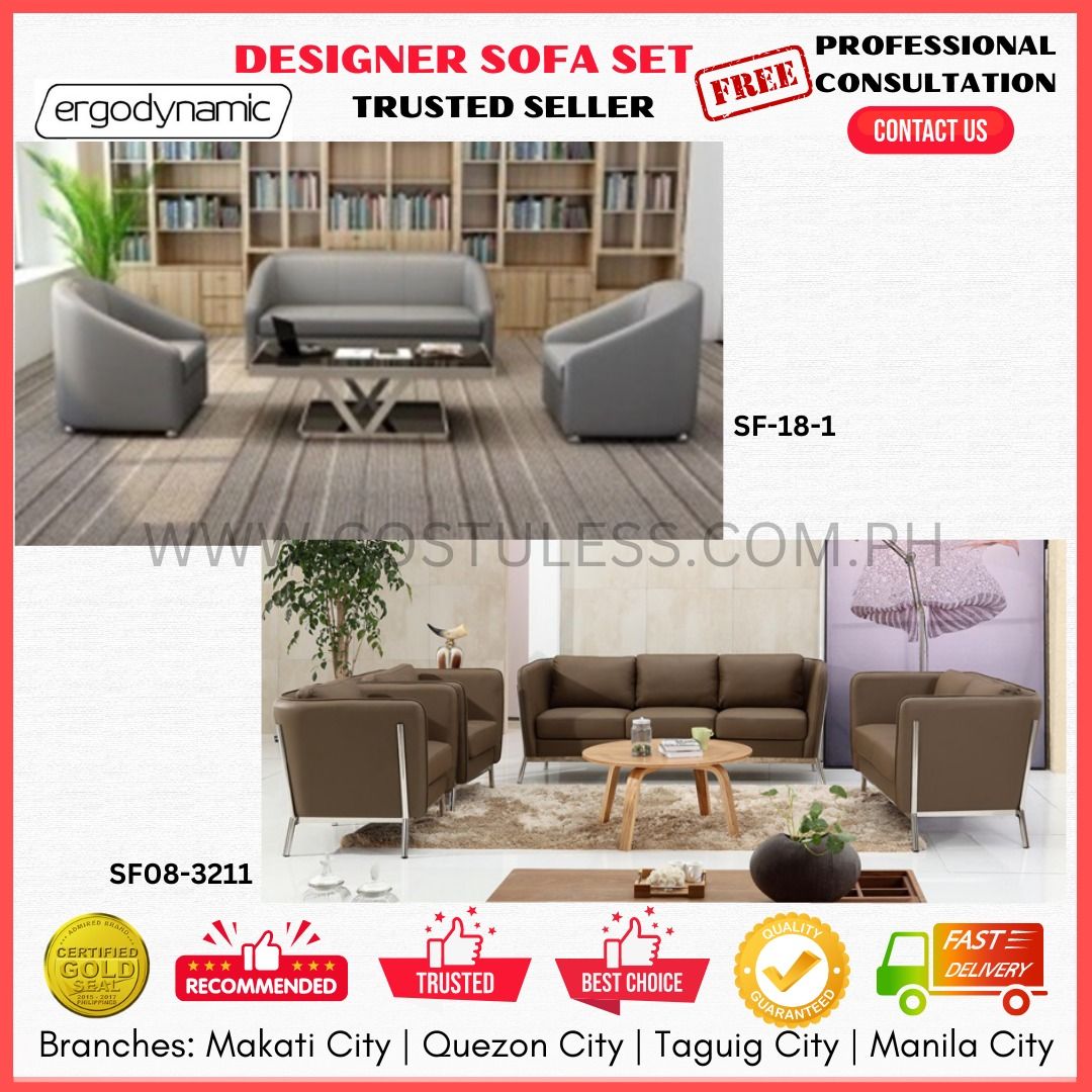 LONGLIFE Designer Inspired Sofa Set & Center table, Office Furniture