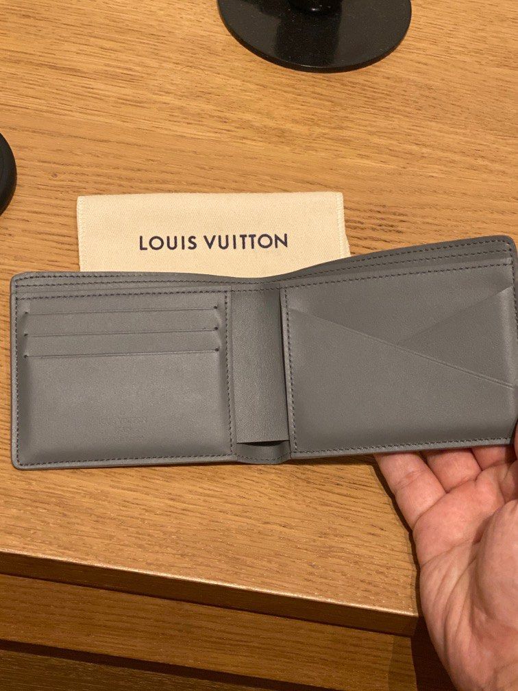 Authentic New Rare Louis Vuitton Gun Metal Grey Monogram Multiple Wallet  Bifold