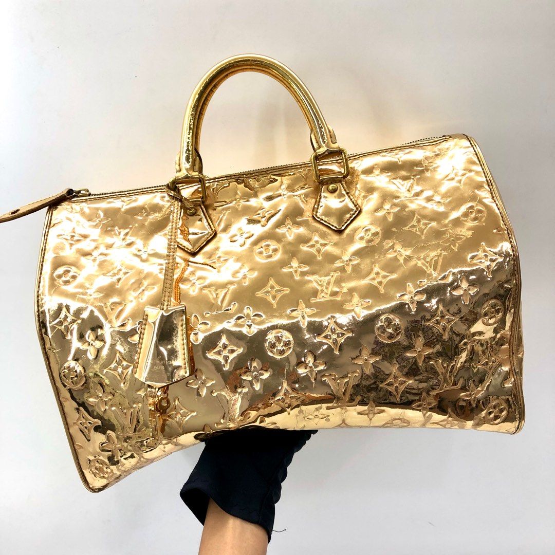 LOUIS VUITTON M95272 Speedy 35 Monogram Miroir Dore Gold Hand Bag Rare