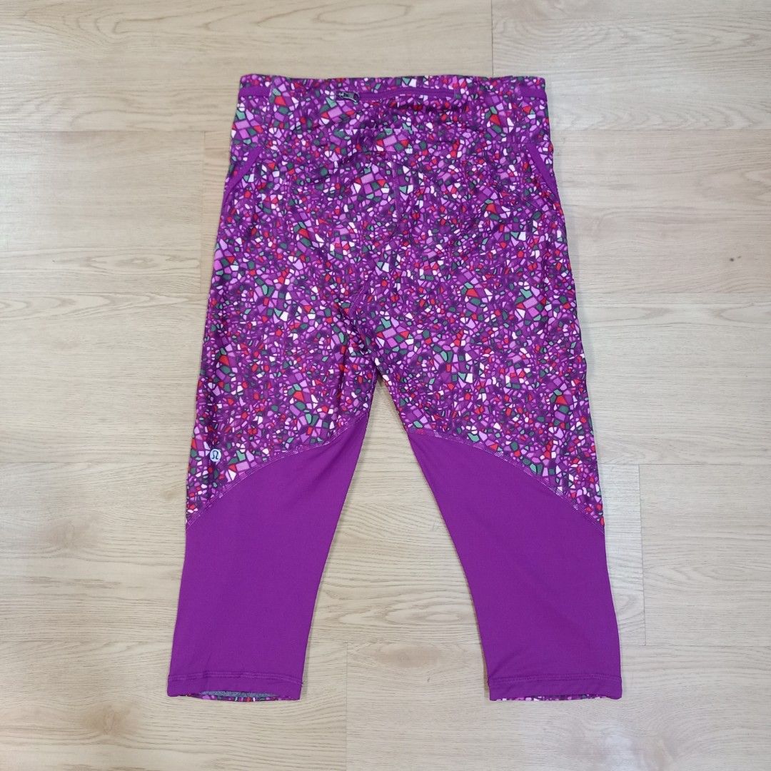 Lululemon Purple Mosaic Cropped Leggings, Women's Fashion