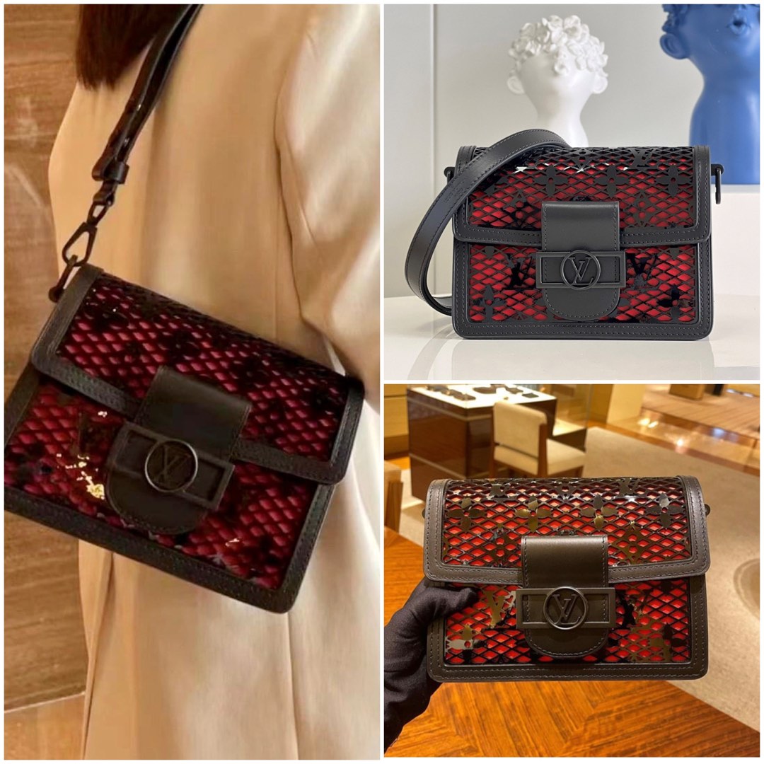 Louis Vuitton Patent Lace Monogram Mini Dauphine Bag - Red