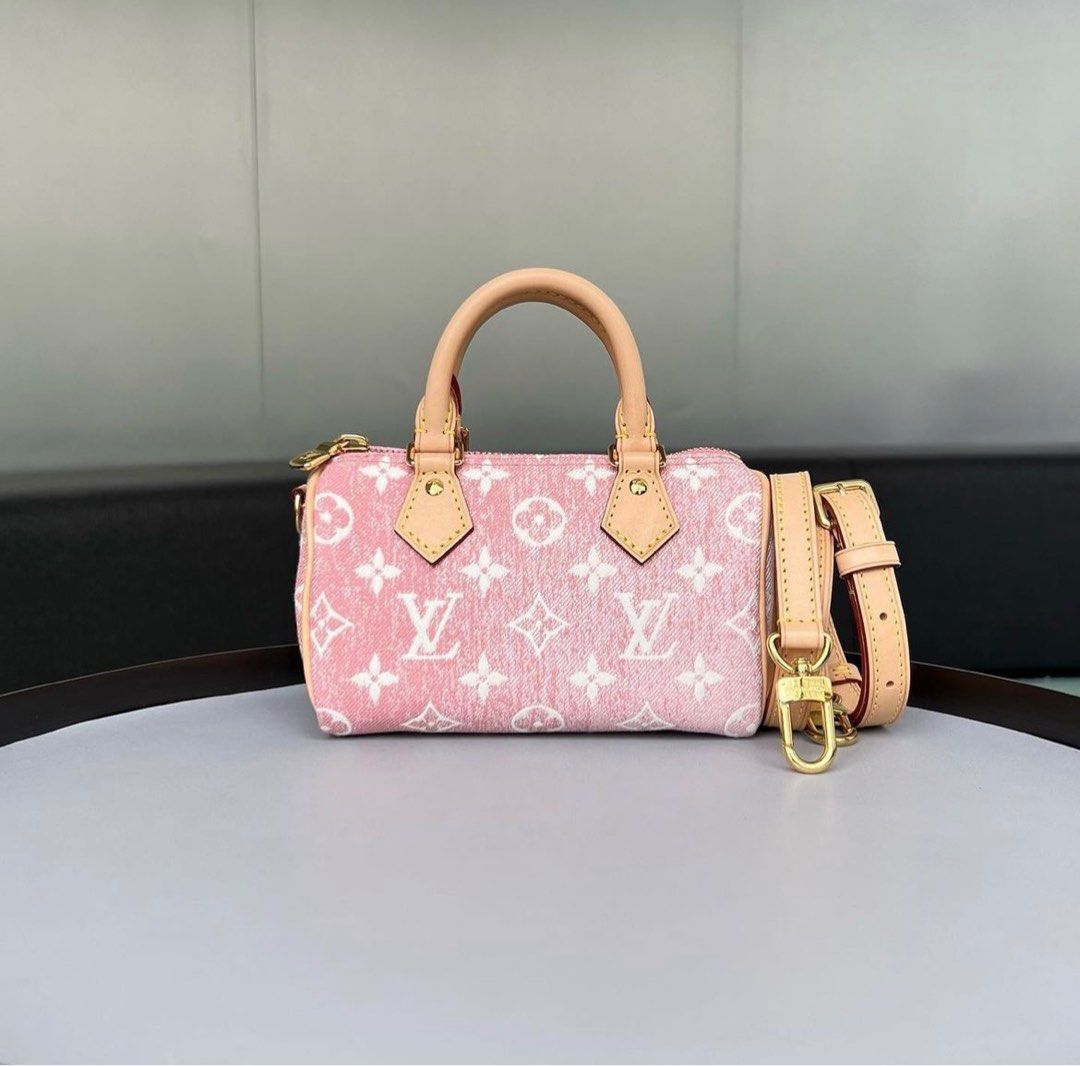 LV Nano Speedy Denim Pink / Ghw, Luxury, Bags & Wallets on Carousell