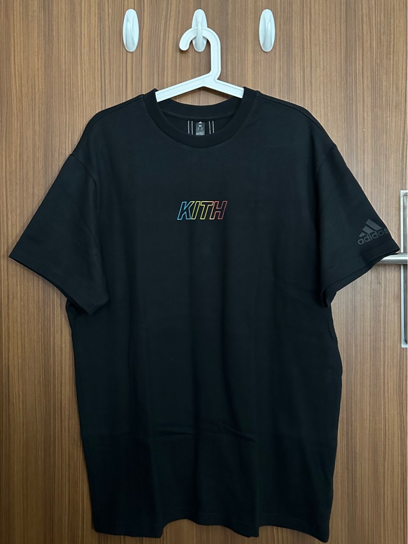 M fits L XL kith x adidas terrex rainbow stripe tshirt in black multi