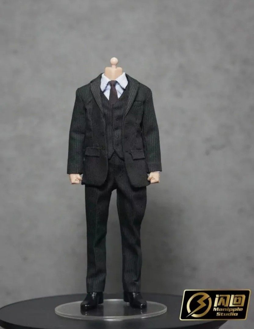 Manipple Studio 1/12 Black Stripe Suit Body with replace hand suitable for  mafex, shf, mezco and all 6 inch figure, Hobbies & Toys, Toys & Games on  Carousell