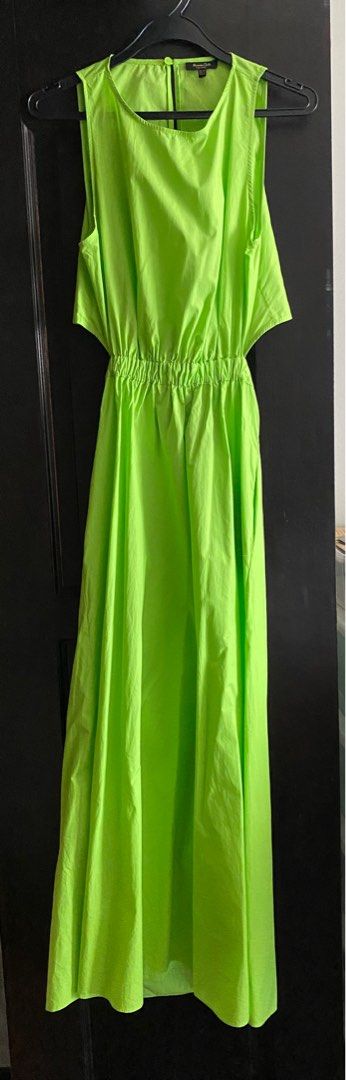Massimo Dutti Neon Green Cut-out Dress, Women's Fashion