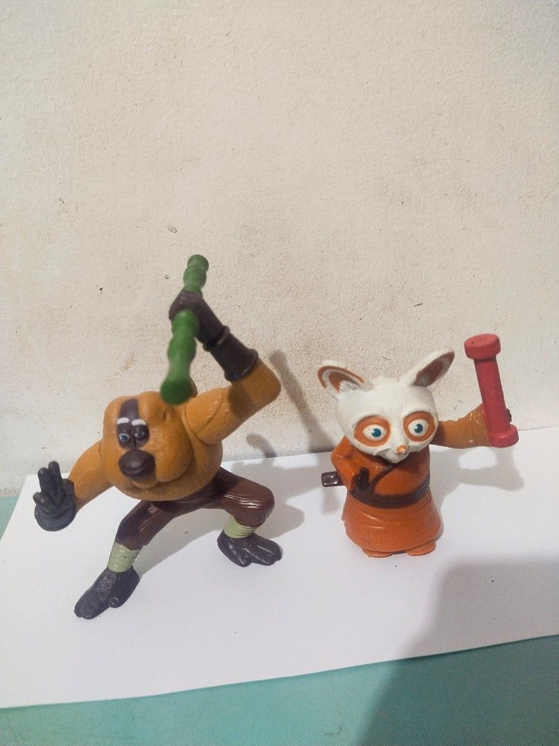 Master Monkey & Master Shifu Loose Toy Figures/McDo toys/yr.2008/Cool Set! (Category: Figurines & Statues) located in Del Monte. Submitted by zurckram777 (Listing ID 1237267624, Image 1). Description: vintage McDo Loose Toy figures. Both from the year 2008. Both from the animated movie "Kung Fu Panda". Master Monkey and Master Shifu. 4.5 & 3.5 inches tall. Getting Hard-to-find in VG cond. Monkey can still spin his stick but Master Shifu has diffi