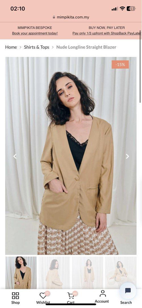 Mimpikita Nude Longline Straight Blazer