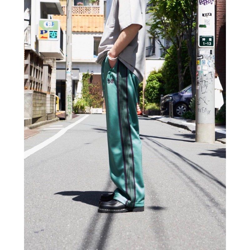 Needles Track Pants 直筒翡翠綠草綠23SS 新款M號, 他的時尚, 褲子