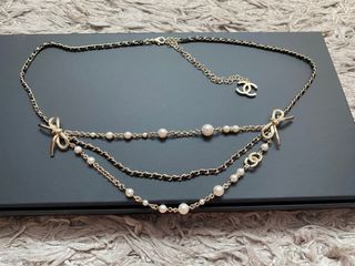 CHANEL 22S CC Pearl/ Crystals Chain Link Choker Necklace - Timeless Luxuries