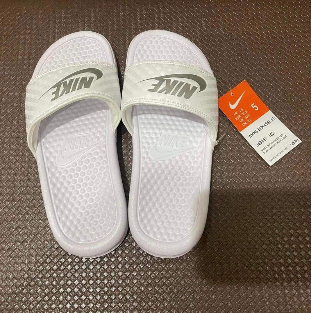 Women's nike benassi just do it metallic slide sandals best sale