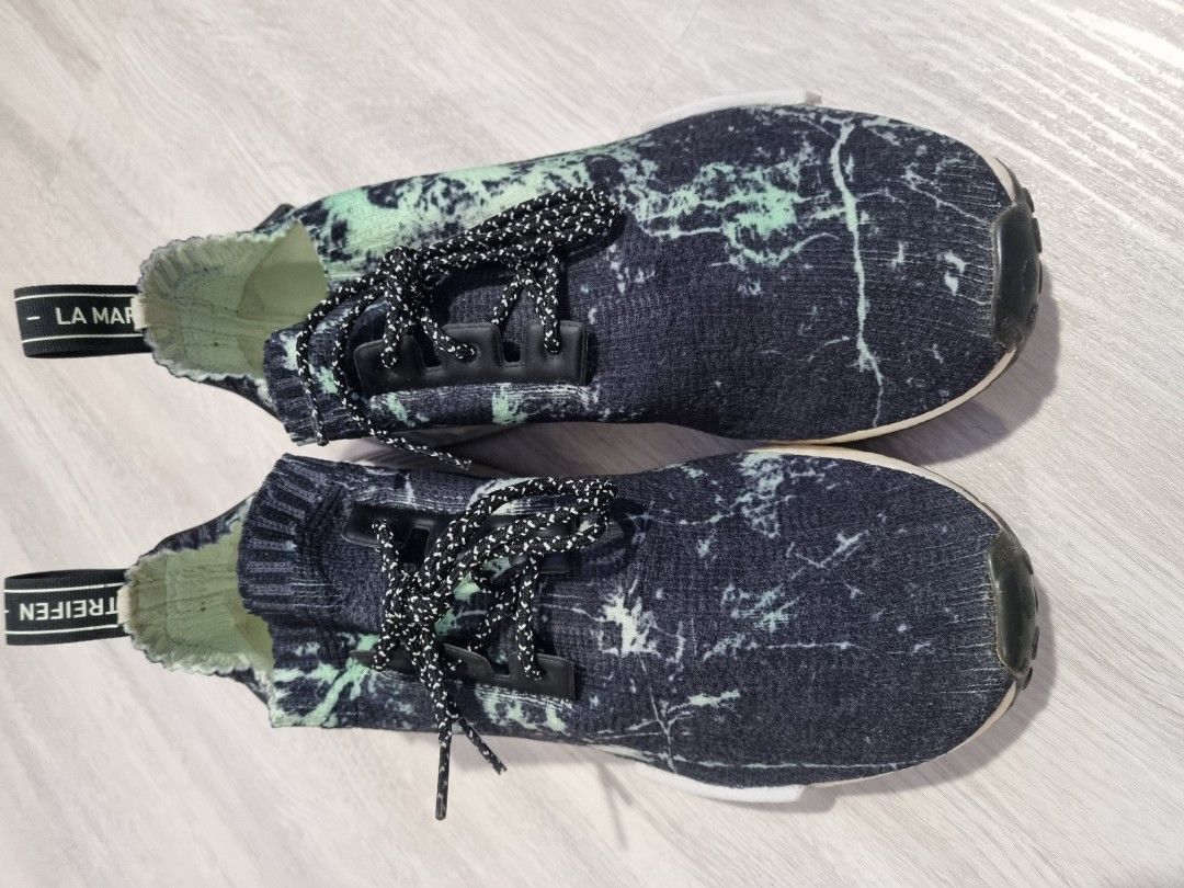 Nmd r1 primeknit trainers store black aero green marble