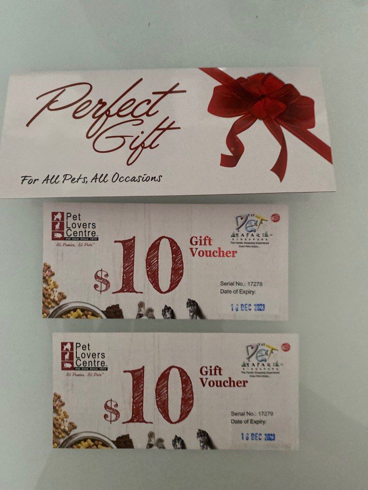 Pet (Category: Homes & Other Pet Accessories) located in Singapore. Submitted by firsttransport (Listing ID 1237231224, Image 1). Description: Pet lovers gift voucher worth $20 Self collect at Punggol field Expiry 16 dec 2023.
