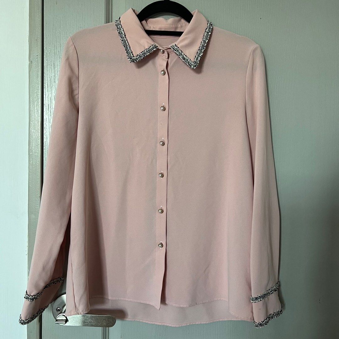 PINK OFFICE WEAR, Women's Fashion, Tops, Longsleeves on Carousell