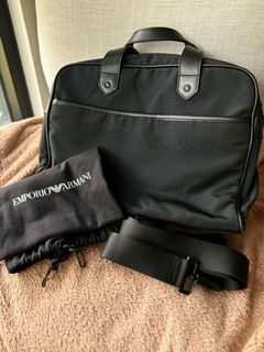 (Pre-loved) Authentic EMPORIO ARMANI Plain Logo Business and Briefcase for Men