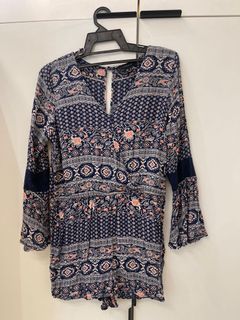 Printed blue playsuit