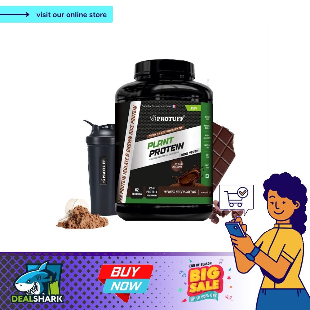 PROTUFF Vegan Plant Protein Powder, Chocolate 2kg (62 Servings) 25g ...