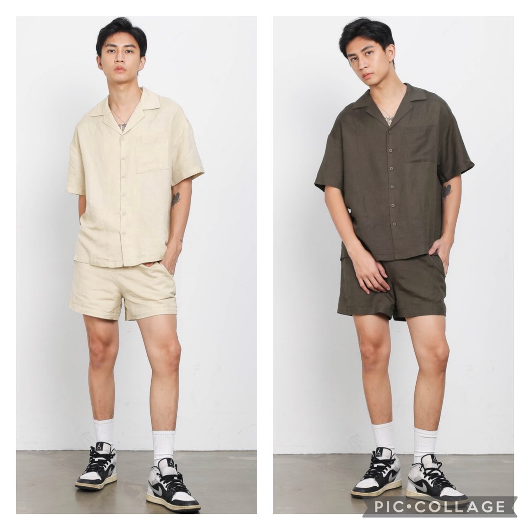 RARE Spencer Short Sleeve Shirt & Lionel Linen Shorts, Men's Fashion