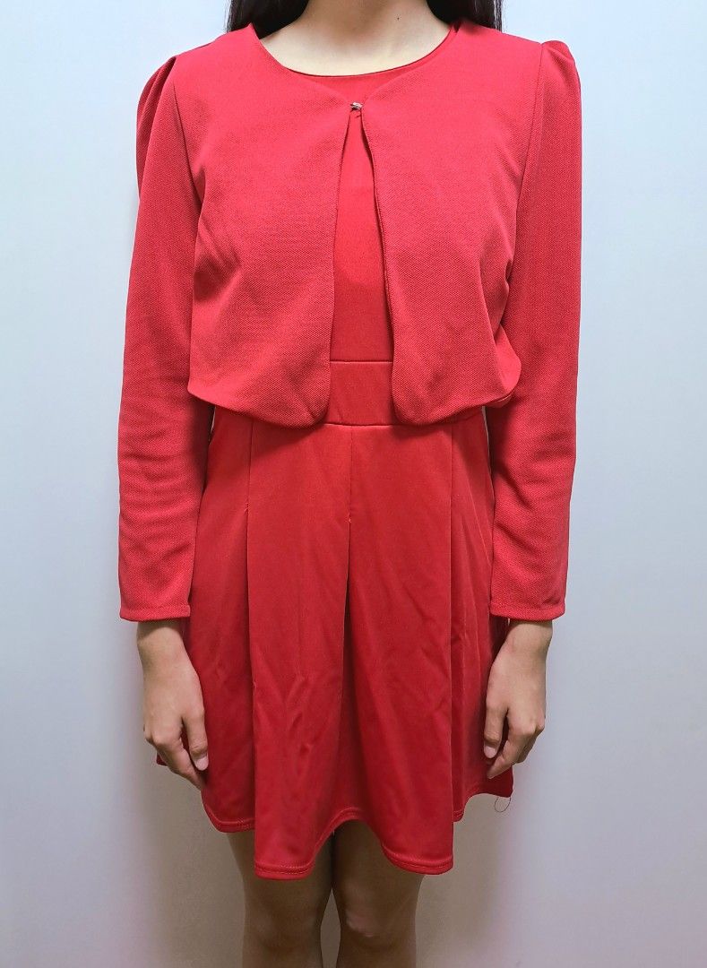 Red dress and jacket set Women s Fashion Dresses Sets Dresses