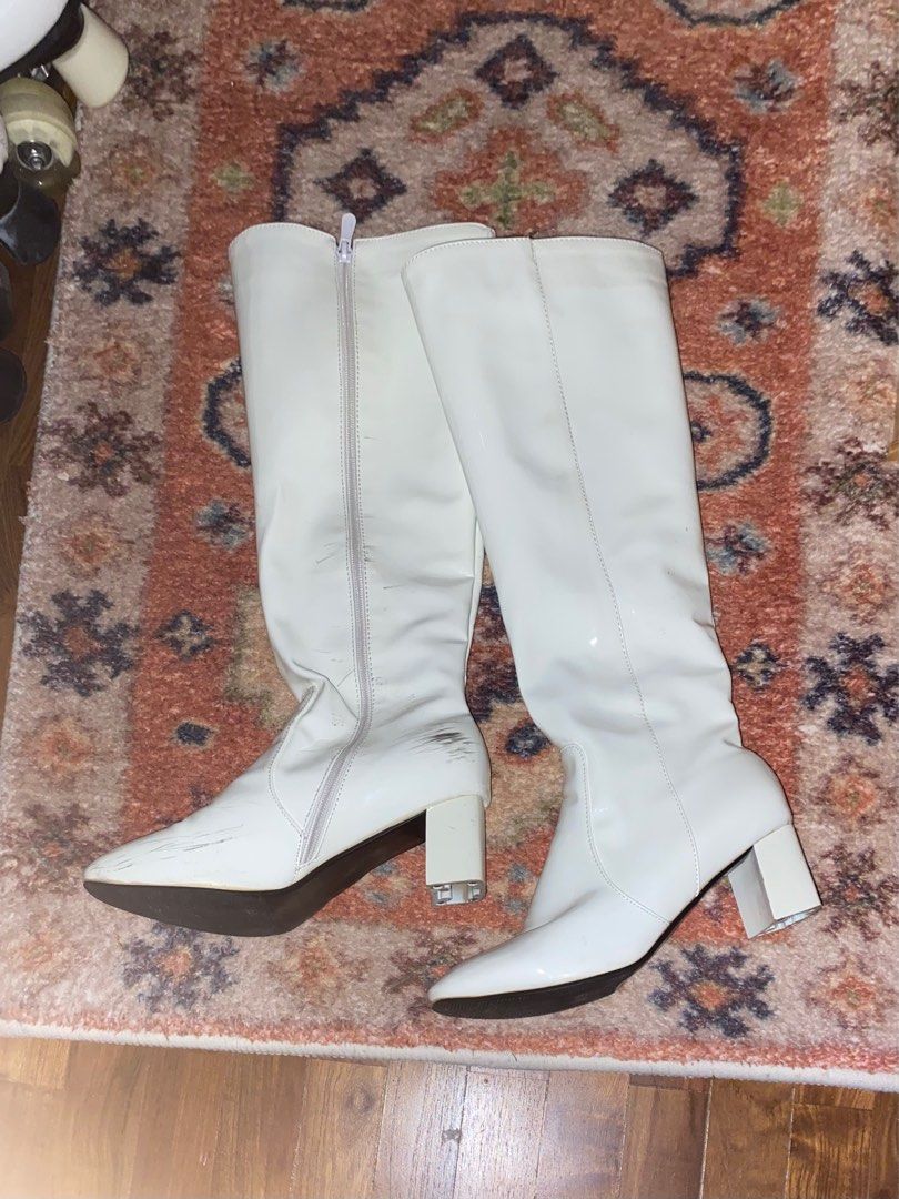 60's white knee high boots sales