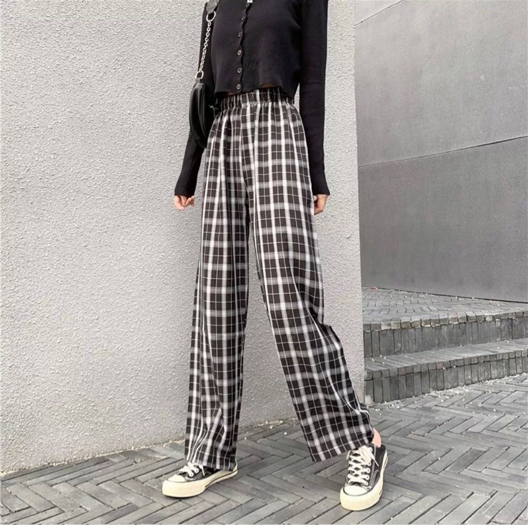 Checkered best sale casual pants