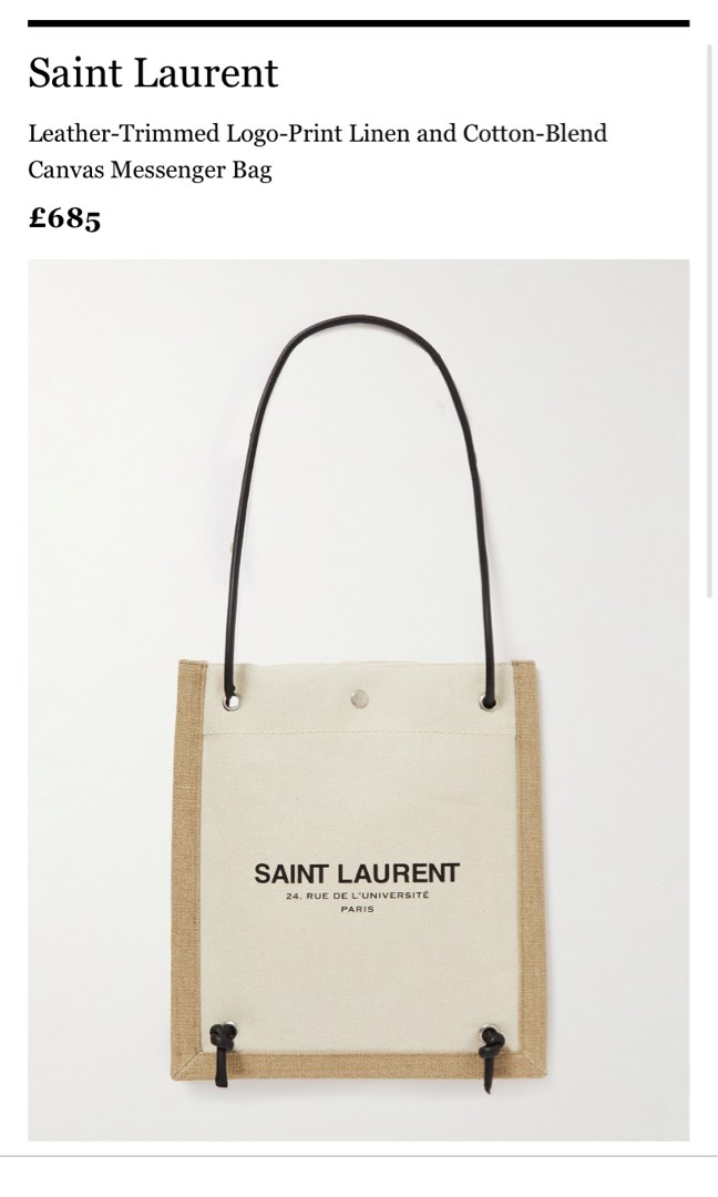 Leather-Trimmed Logo-Print Linen and Cotton-Blend Canvas Messenger Bag