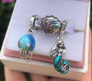 ⭐SALE PANDORA AUTH THE LITTLE MERMAID /SEA SHELL CHARM AND THE COLOR CHANGING JELLYFISH -- 1099 EACH
