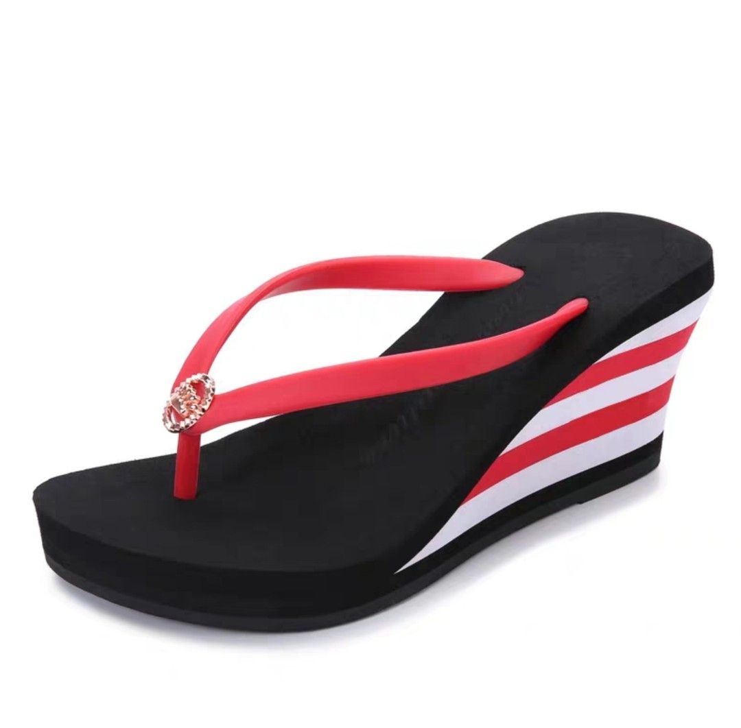 Red wedge outlet flip flops