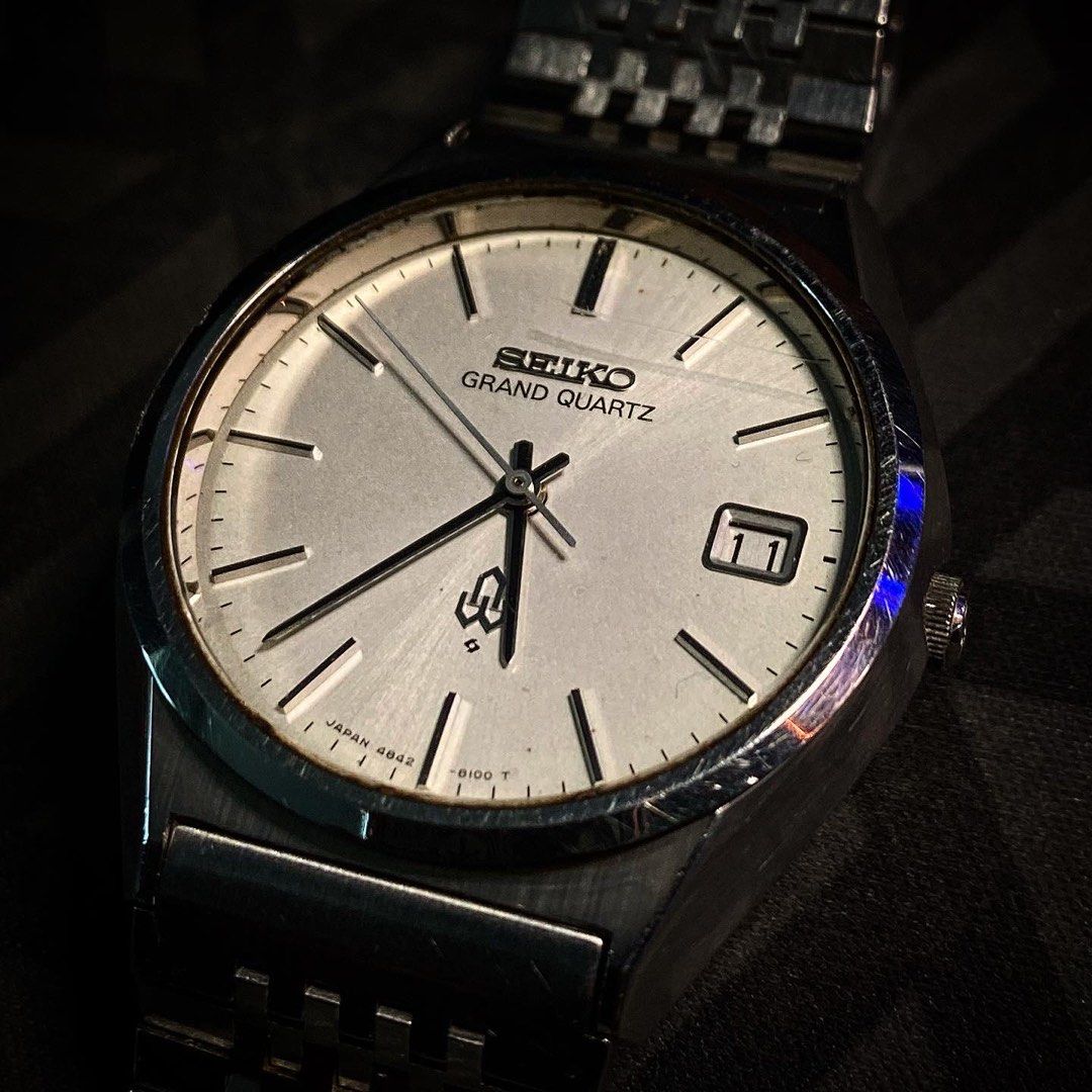 Vintage Seiko Grand Quartz White Dial Watch, Men's Fashion