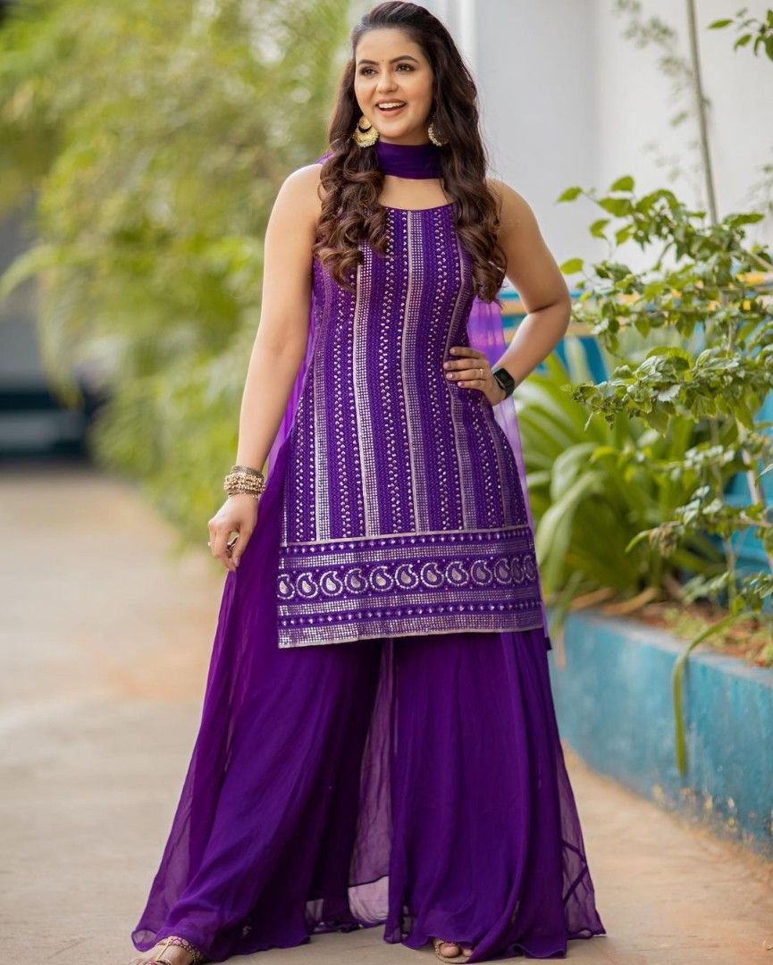 PRE ORDER Shararah Punjabi Suit Palazzo Kurti Salwar Kameez Chudidar Punjabi Suit Indian S M L XL size