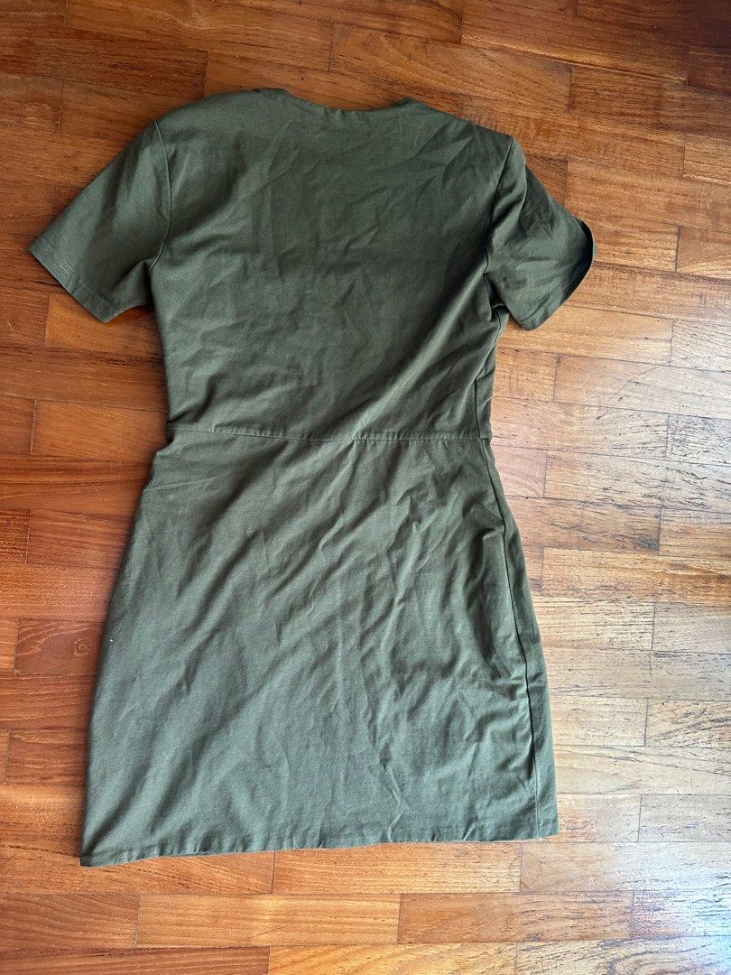 Green Floral Square Neck Dress