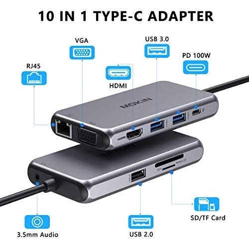  USB C Adapter for MacBook, MOKiN 6 in 1 MacBook Pro Adapter USB  C Hub HDMI Adapter Mac Dongle Multiport Adapter,USB-C to HDMI(4K 60Hz),  SD/TF and 3 USB Port : Electronics