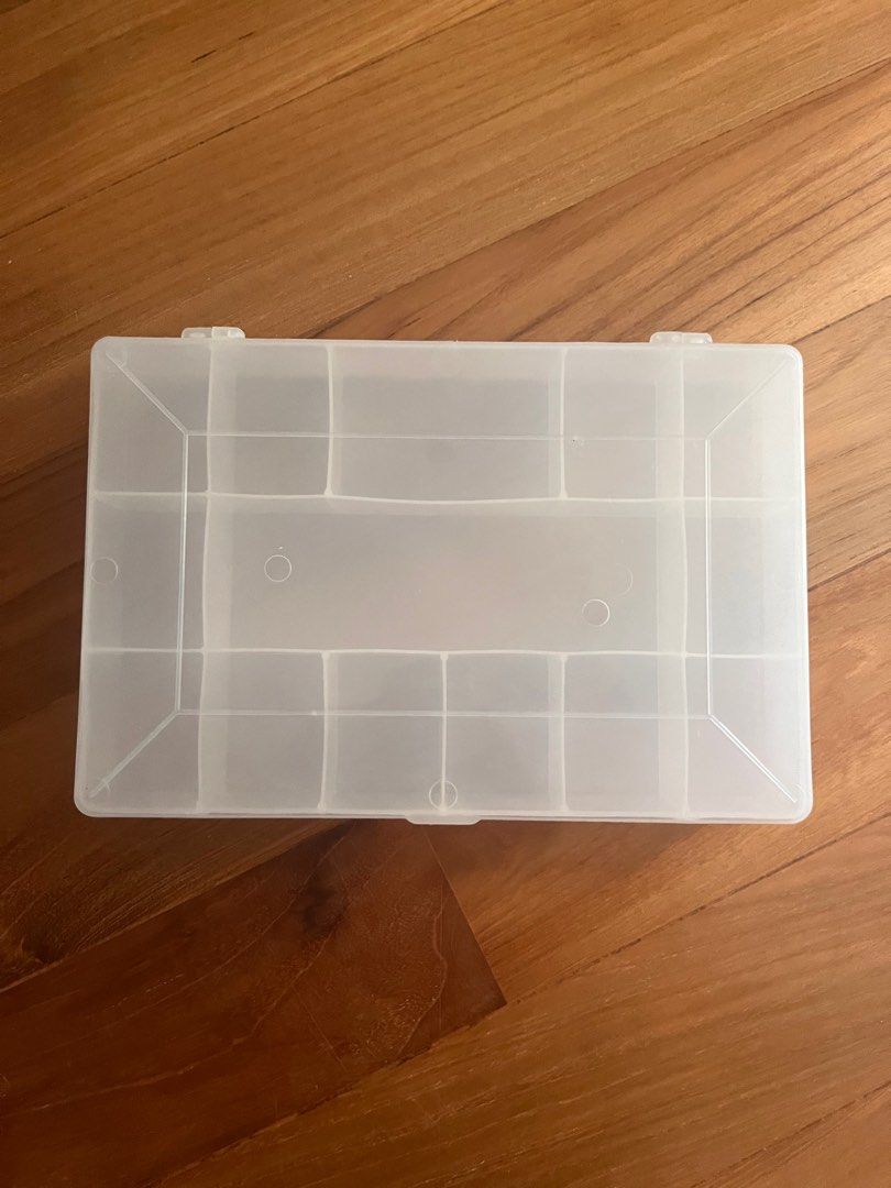 Storage box (Category: Storage Boxes & Baskets) located in Singapore. Submitted by pipapal (Listing ID 1237221672, Image 2). Description: Good for organising small items like beads, jewellery, medicine (??) etc Dusty with some small scratches. The pink one has a small chip in the front (pic 4) Each one is about 27cm x 18cm x 4.5cm Buy one for $2, all 3 for $5 .