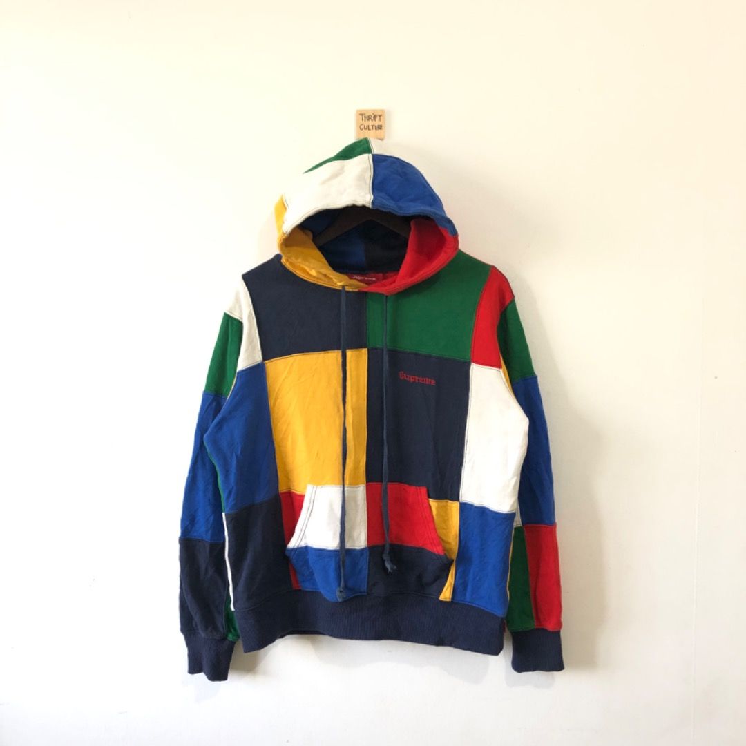 Supreme patchwork hoodie white hotsell