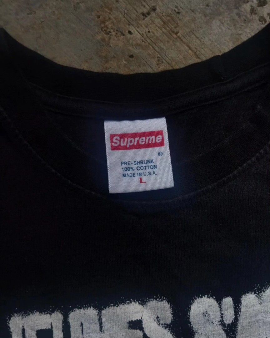 Supreme Pre shrunk USA Black T shirt Fesyen Pria Pakaian