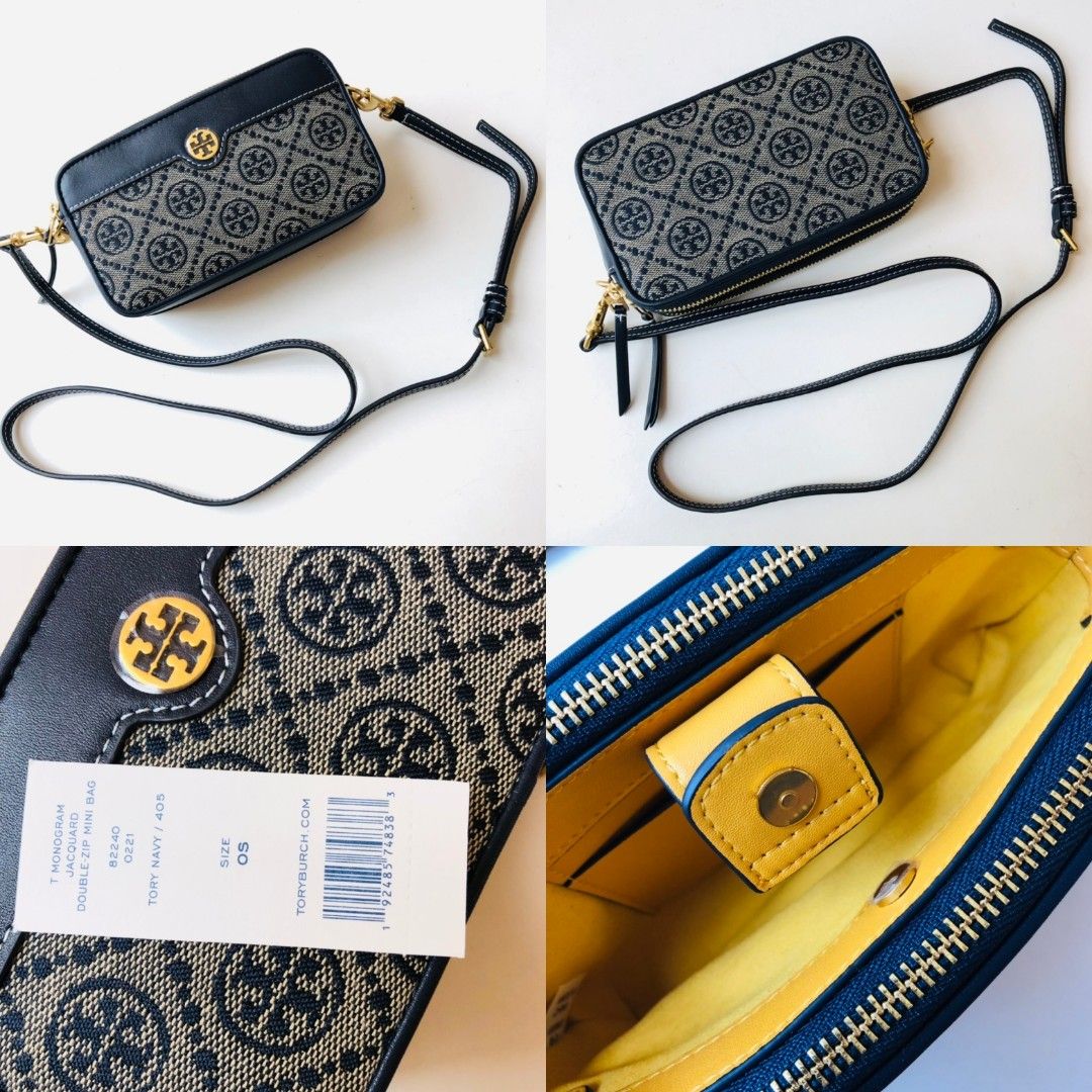 PREORDER) TORY BURCH - T MONOGRAM JACQUARD DOUBLE-ZIP MINI BAG 82240,  Luxury, Bags & Wallets on Carousell