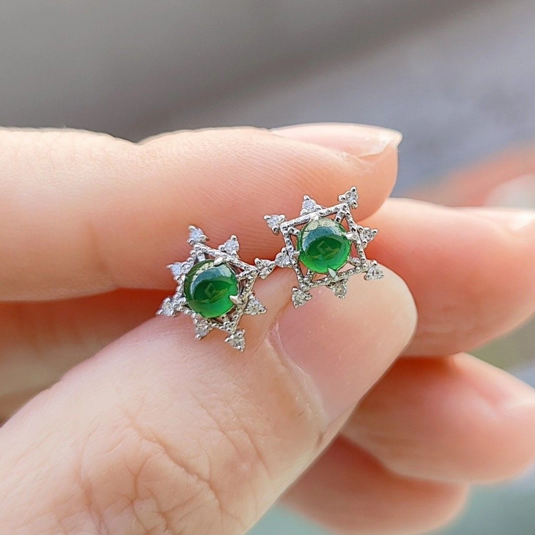 Real jade stud earrings new arrivals