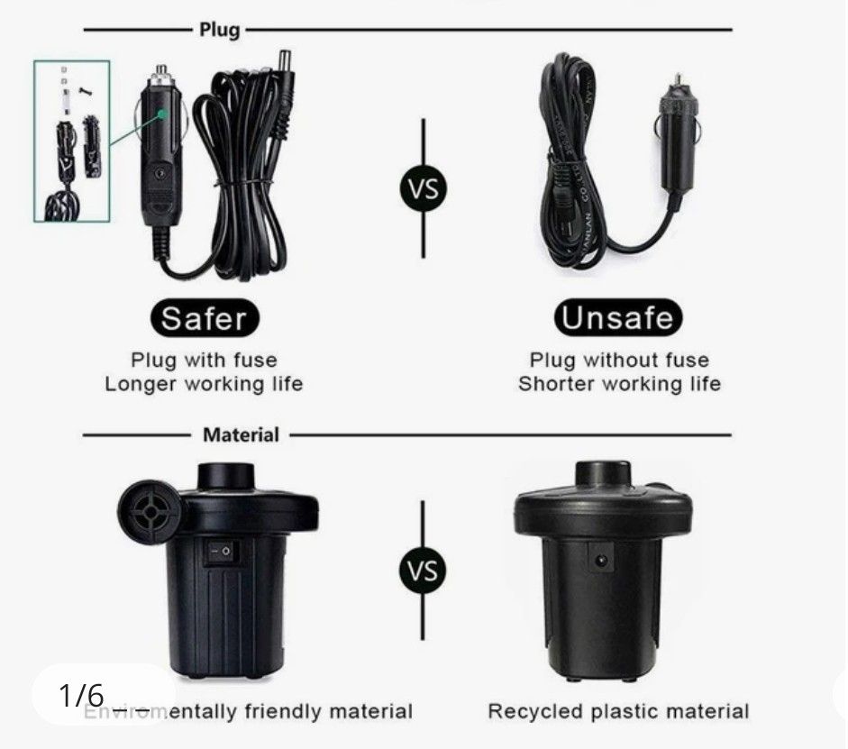 UK Plug N Car Cigarette Plug Electric Air Pump Two Way Air Pump with 3