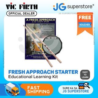 Vic Firth FASP Fresh Approach Starter Pack to Snare Drum Educational Learning Kit for Drumming Students and Beginners (Includes SB1 General Snare Drumsticks, 6" Practice Pad, Rudiments Poster, Instructional Book and CDs) | JG Superstore