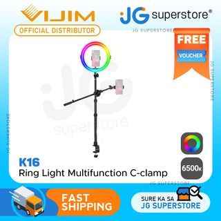 Vijim by Ulanzi 11" RGB Ring Light Multifuction Tripod / C-clamp Stand and Phone Holder with 68" Extendable Overhead Arm for Live Streaming, Photography, Video |  K15, K16 | JG Superstore