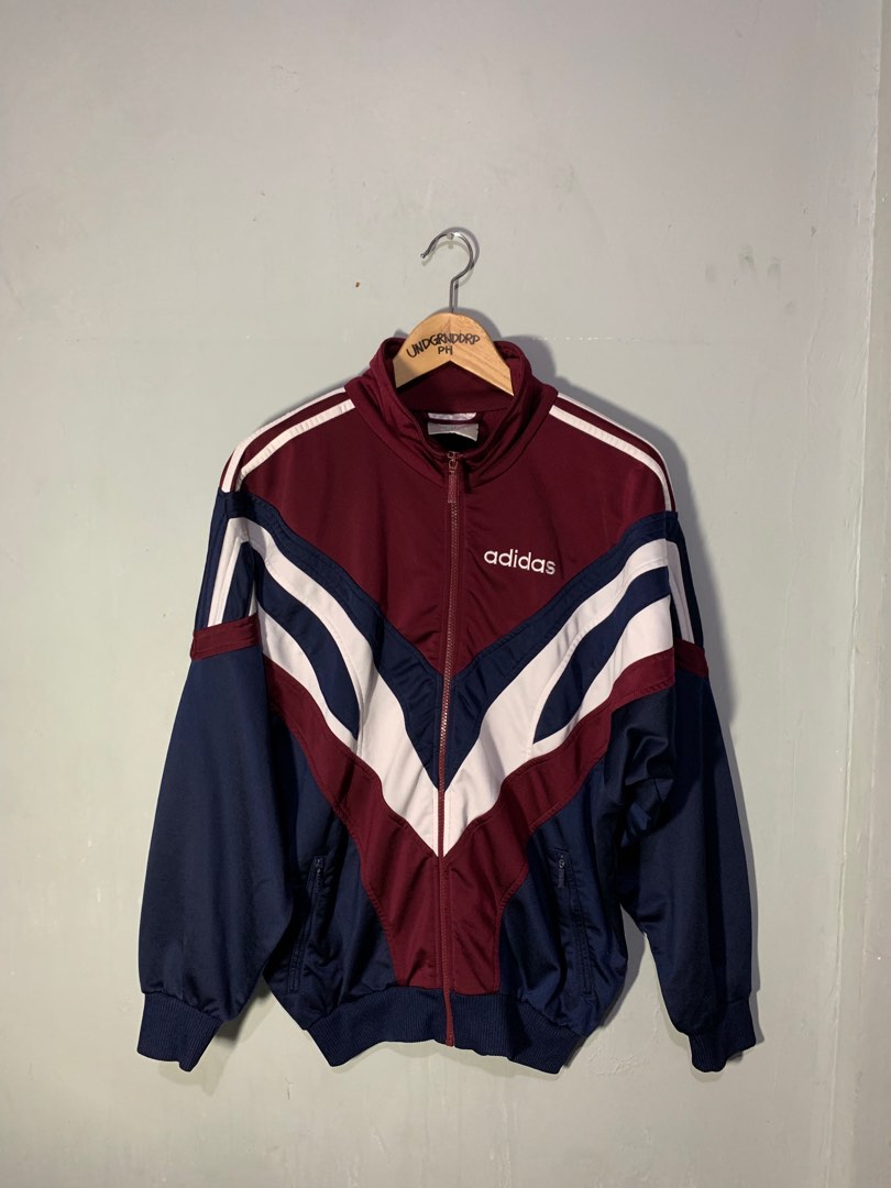 Vintage 90's blue and new arrivals burgundy adidas track jacket