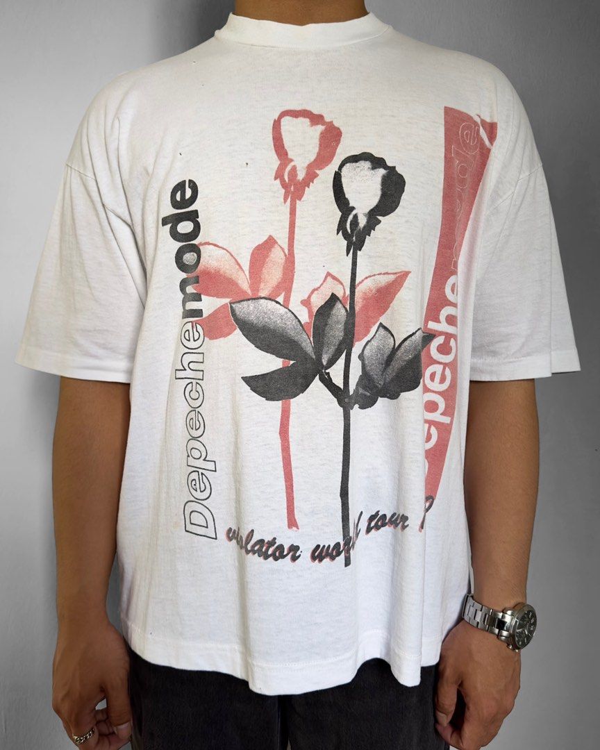T-shirt Depeche Mode Global Spirit Tour Violator - Édition Limitée Ex-tour, Rouge, Logo Bande