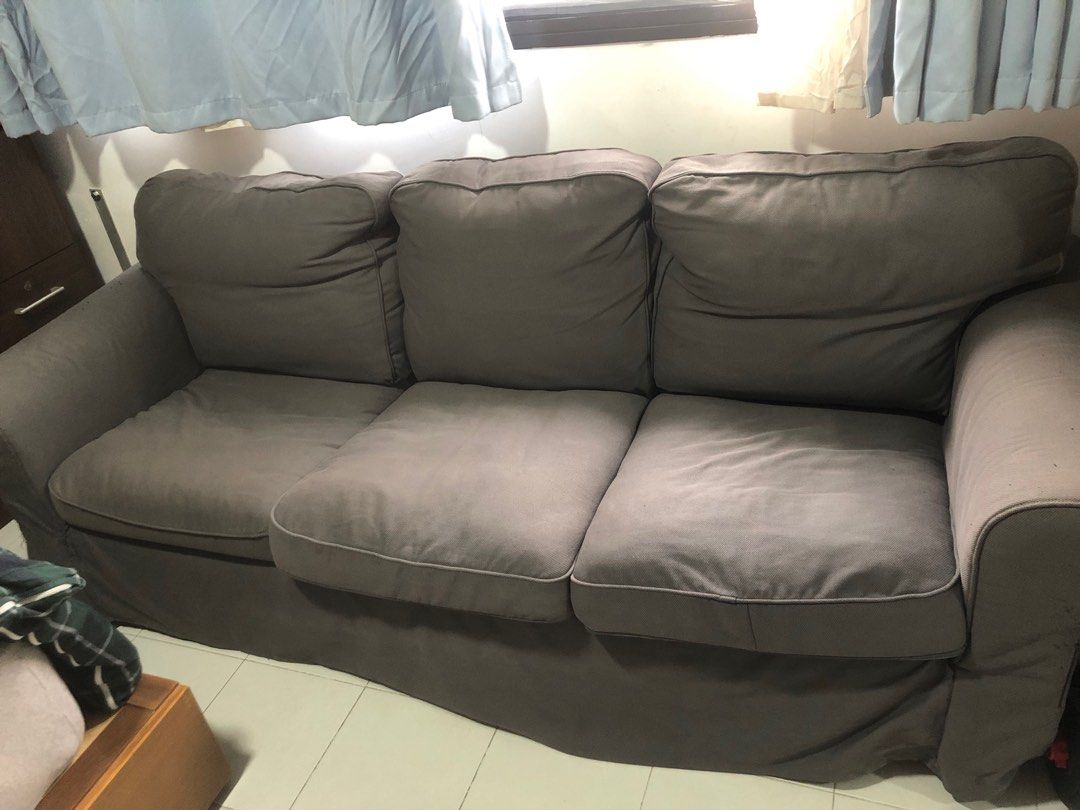 3seater Sofa (Category: Sofas) located in Singapore. Submitted by andy.siewdai (Listing ID 1237383397, Image 1). Description: Lightly used Ikea sofa, was covered with sofa cover since day 1 so fabric is reasonably clean Some cat scratches in the corner Self collect .