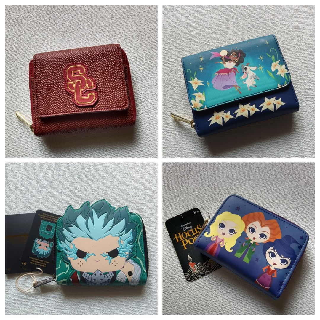 日本Loungefly X 我的英雄學院HOCUS POCUS 女巫也瘋狂USC Encanto 奇幻魔法屋主題皮革短型銀包, 女裝, 手袋及銀包,  銀包、卡片套-