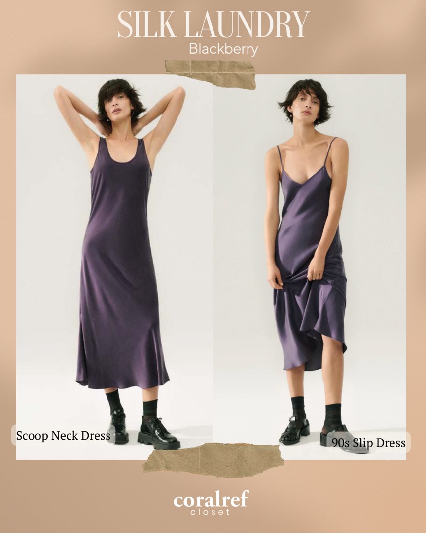💜 Silk Laundry Blackberry Purple In Scoop Neck Dress, 90S Slip Dress,  Women'S Fashion, Dresses & Sets, Dresses On Carousell
