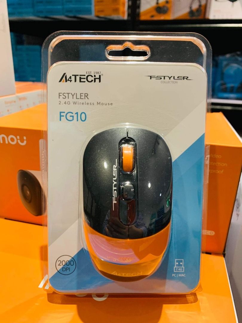 A4Tech Fstyler FG10 Wireless Mouse Orange, Computers & Tech, Parts ...