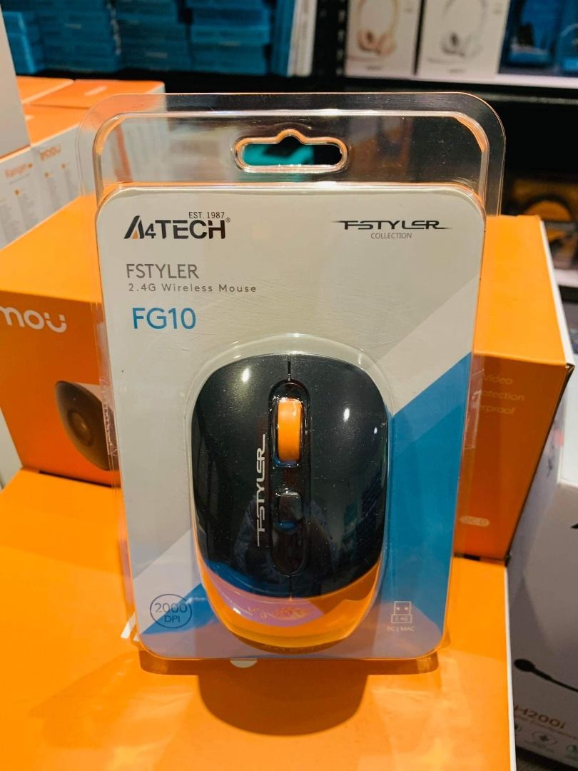A4Tech Fstyler FG10 Wireless Mouse Orange, Computers & Tech, Parts ...