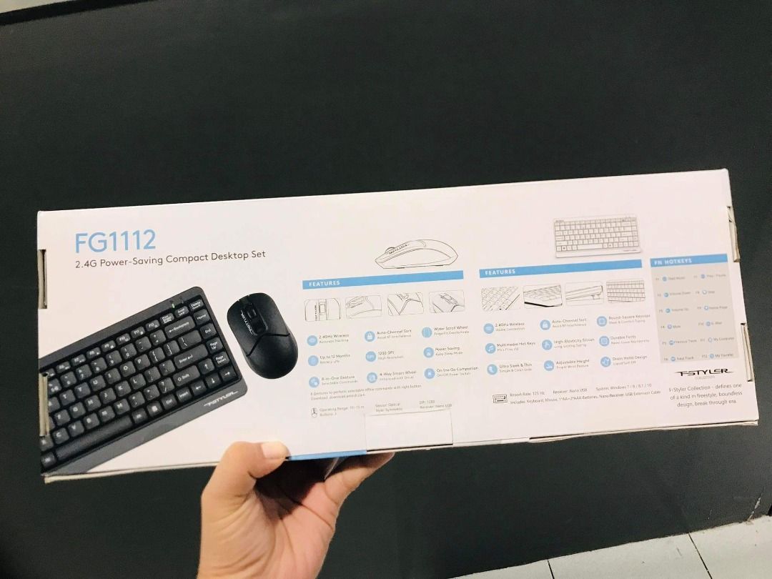 A4Tech Fstyler FG1112 Wireless Compact Keyboard and Mouse Combo Black