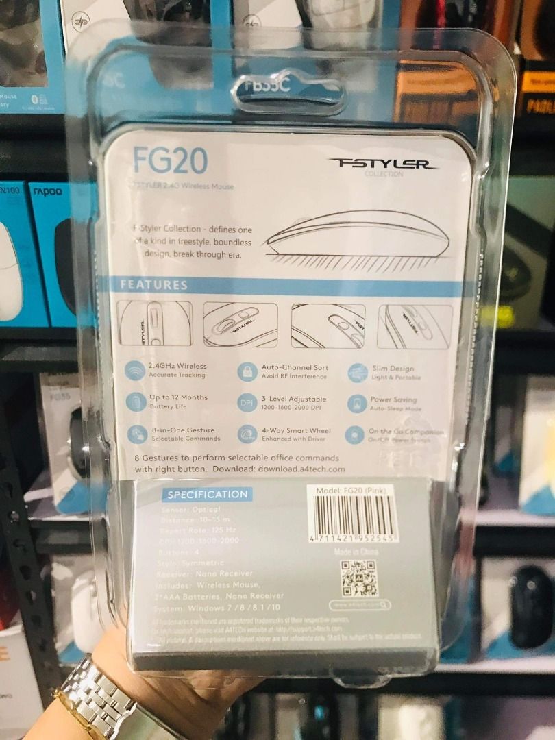 A4Tech Fstyler FG20 Wireless Mouse Pink, Computers & Tech, Parts ...