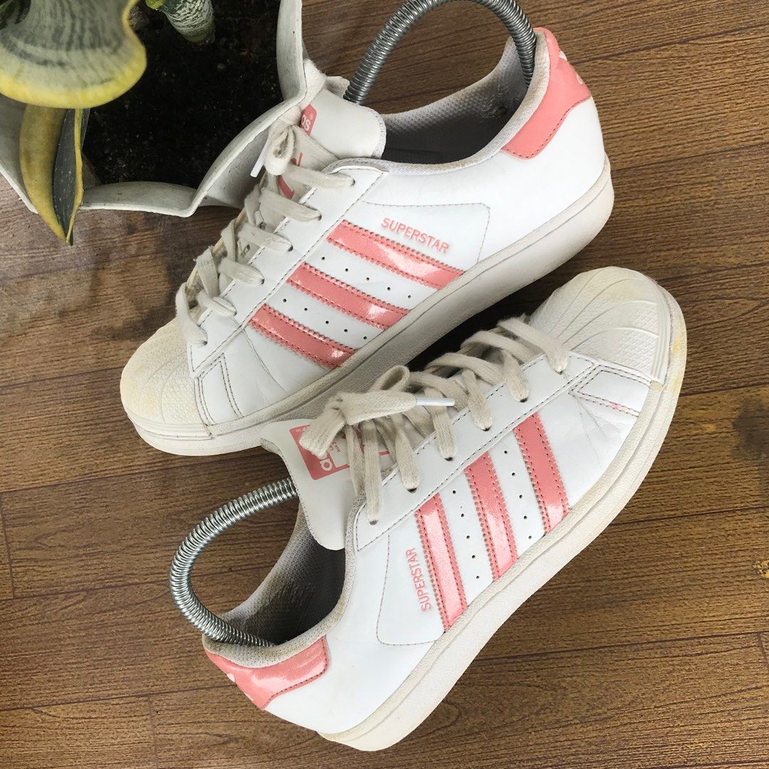 Adidas superstar pink top putih