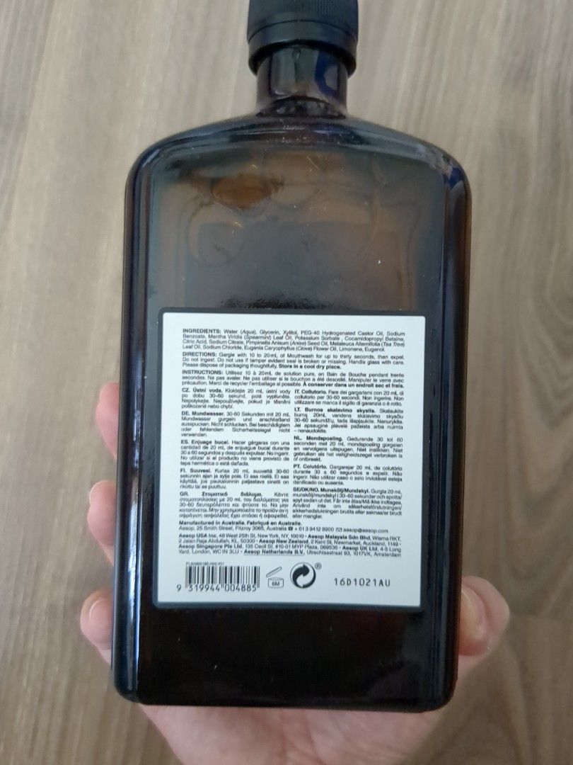 Aesop mouthwash 500ml, Beauty & Personal Care, Oral Care on Carousell